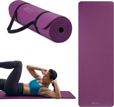 Essentials 2/5" Thick 10Mm Yoga  Pilates, Fitness  Exercise Mat with Easy-Ci
