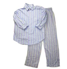 Lauren Ralph Lauren Pajama Set Colorful Stripes Full Length Bottom 3/4 Sleeve XS