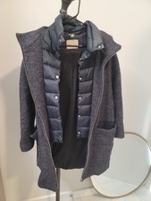 Soia & Kyo Rooney Hooded Mixed Media Coat Large Black