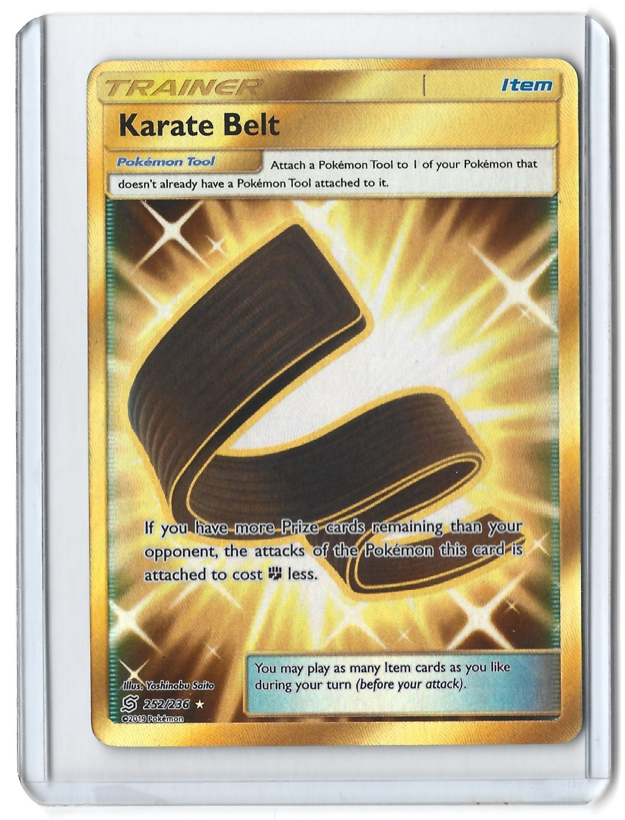 RARE Karate Belt 252/236 Secret Unified Minds Pokemon Holo Near Mint