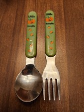 Infant Toddler Silverware Spoon Fork Set Little Pumpkin Utensils Stainless Green