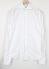SUITSUPPLY Men's Shirt 37/14.5 White Cotton Slim Cut Formal Shirt with Cutaway 