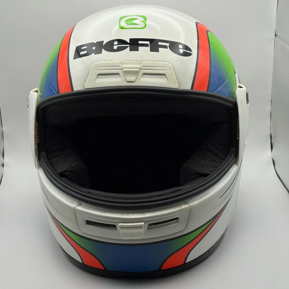 Casco de moto Bieffe vintage (década de 1990) talla XL en caja original bandera a cuadros Foto 4 de 4