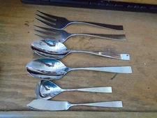 Set of 6 Lenox Allerton  18/10 Stainless Glossy Serving Pieces Meat Sugar Spoons