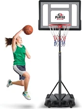 Kids Basketball Hoop & Goals 70-84in Adjustable Height, Portable, Fillable Base