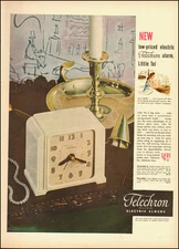 1957-Telechron Electric Clocks`White/photo/model-Vintage Ad