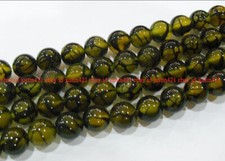 Natural 8mm Yellow Dragon Veins Agate Gemstone Round Loose Beads 15" Strand AAA