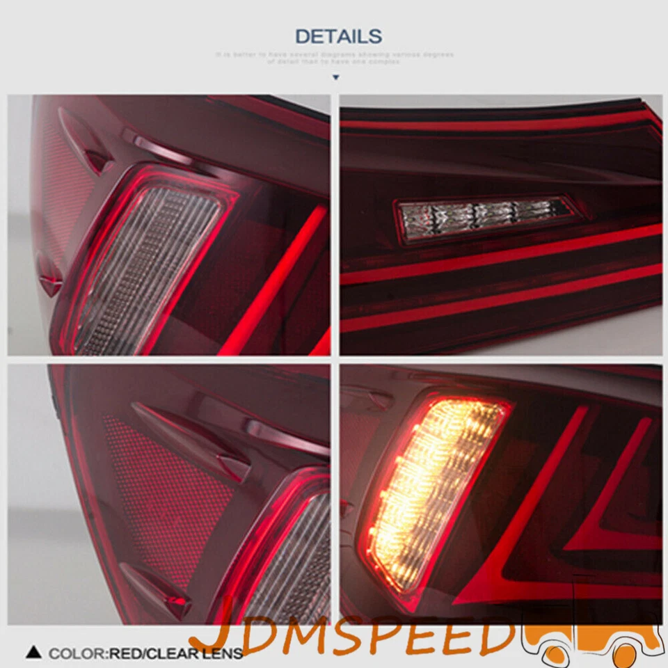 Par de luces traseras rojas lente LED lámpara trasera apta para Lexus IS250 IS350 IS F 2006-2012 Foto 3 de 4