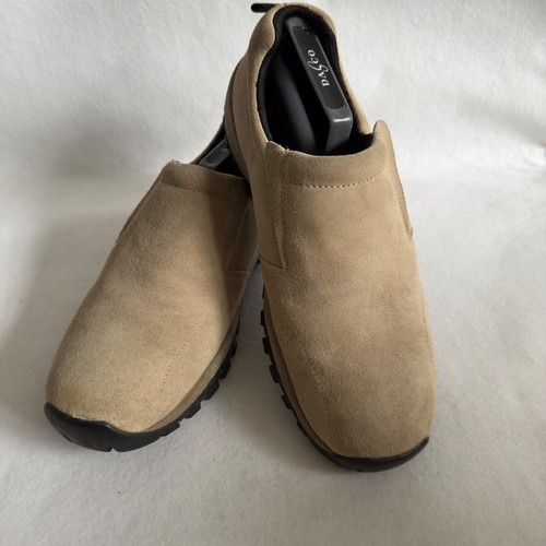 mens Clarks suede slip on walking shoes size 9 /43 comfort casual beige - Picture 6 of 7