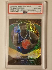  2021-22 Prizm Draft Brilliance Zion Williamson Green Shimmer /5 FOTL #20 PSA 8