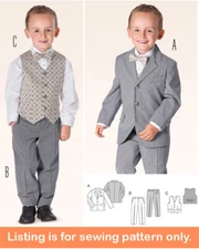 SEWING PATTERN Sew Boys Clothing Clothes - Formal Suit Jacket Pants Vest - 9443