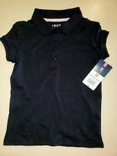 IZOD girls NEW NWT dark blue SCHOOL UNIFORM TOP SHIRT size XXS 4/5 short sleeve