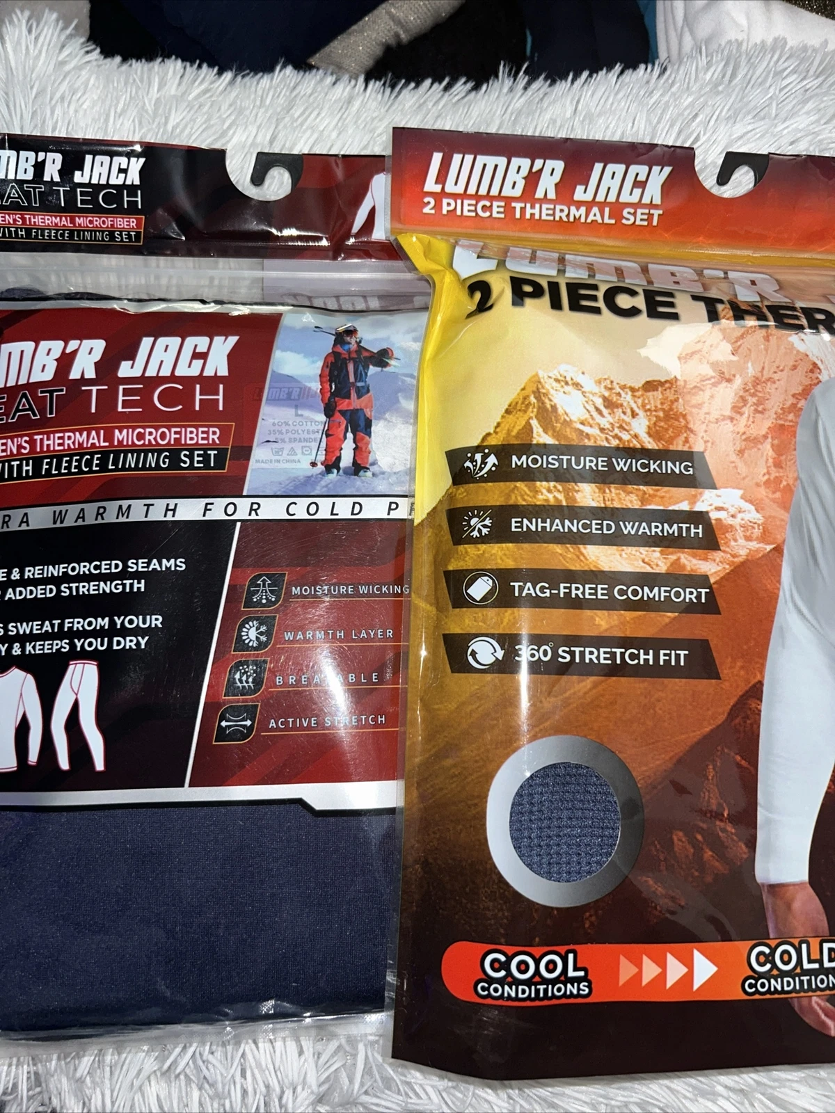 Lot of 2 Lumb’r Jack Blue Thermal Underwear Mens L Heat Tech 2 Piece Set MSRP$96