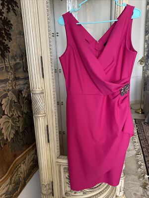 ALEX EVENINGS Fuchsia/Magenta Embellished Side Ruched