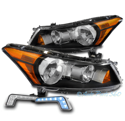 Fit 08-12 Honda Accord 4dr [Factory Style] Black Headlight w