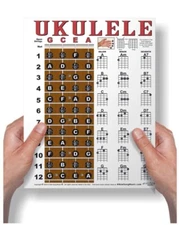 Laminated Ukulele Beginner Chord Chart 8.5x11 Chords Fingerboard Soprano Concert