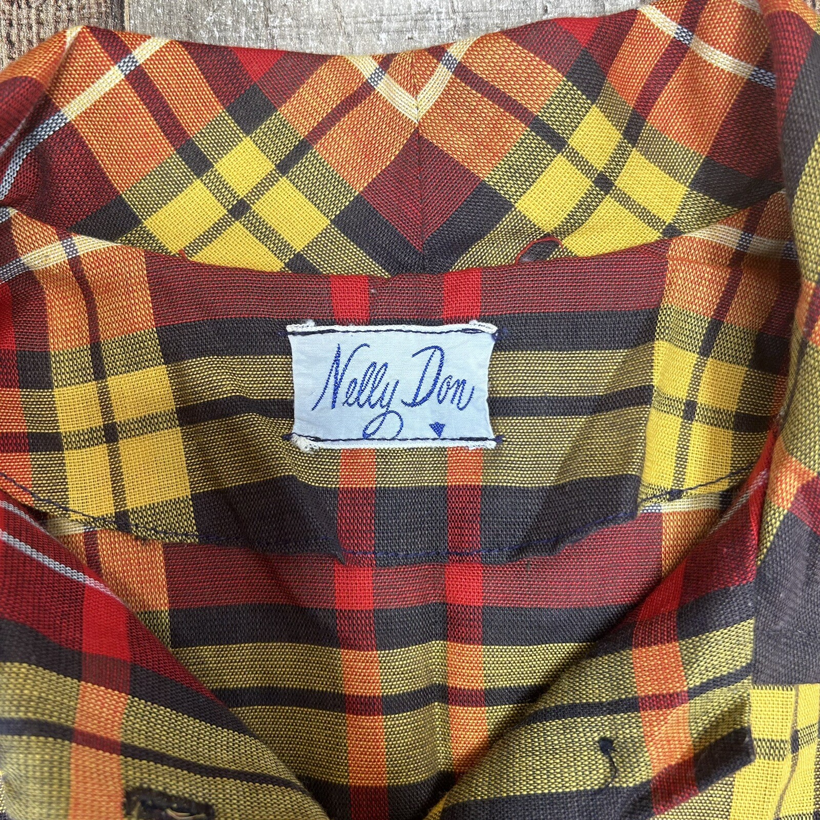 Vintage 60s Nelly Don Plaid Retro Long Sleeve Shirt Dress See Measurements (L)