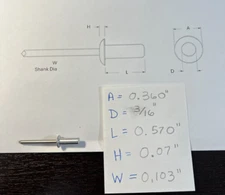 Closed End Blind Rivet Domed Head 3/16" Diameter Aluminum/Steel