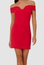 Liv Foster Women's Red Off-The-Shoulder Mini Sheath Dress Size 2