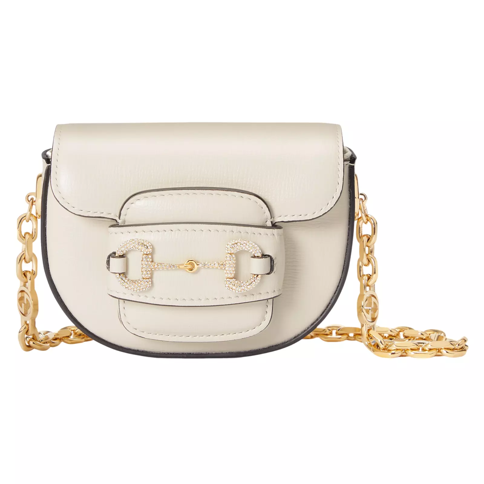 Mini sac ceinture GUCCI Horsebit 1955 cuir blanc cristal quincaillerie neuf/authentique