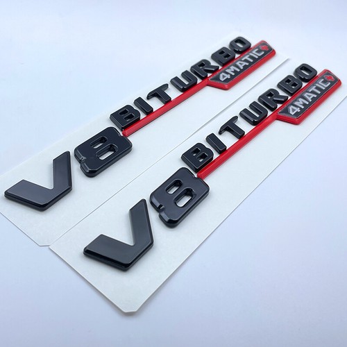 V8 BITURBO 4MATIC+ Plus Fender AMG Emblem Black For Mercedes E63 GLC63 S63 GT63 - Foto 3 di 4