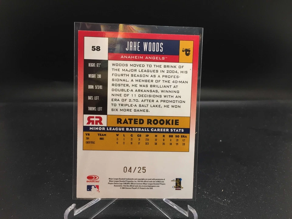 Jake Woods 2005 Donruss Press Proof Gold #58 /25 Angels RC Rookie - Image 2 of 2