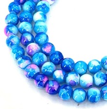 6mm Baking Varnish Glass Round Beads - Purple Blue 16"