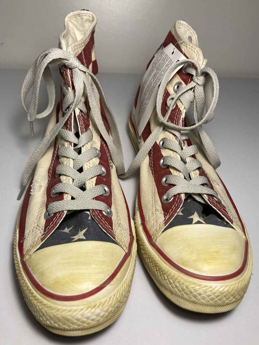 CONVERSE Distressed Aged-Look High Top Sneakers Stars & Bars CONVERSE Distressed Aged-Look High Top Sneakers Stars & Bars