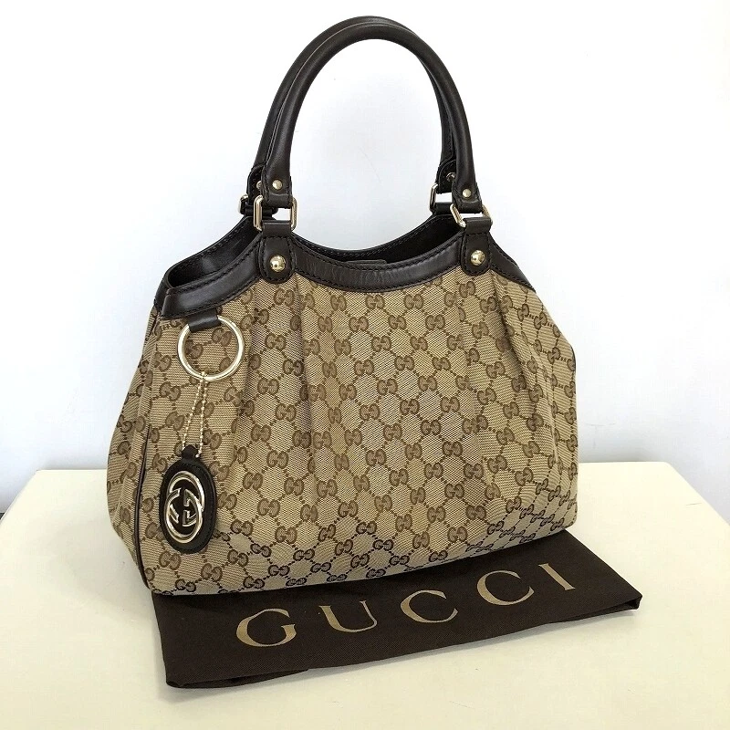 Sac à main GUCCI Sookie Diamante 211944 GG toile cuir marron charme femmes EX++