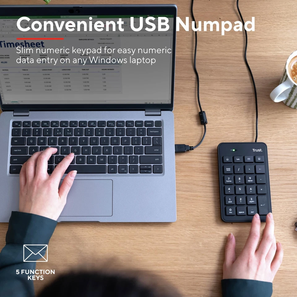 Xalas USB Numpad für Laptop und Desktop PC Flacher Ziffernblock mit 5 Zusätzl... - Bild 2 von 4