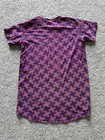 Lularoe Girls Purple Red Diamond Gracie Shirt Size 12 Short Sleeve — photo 8
