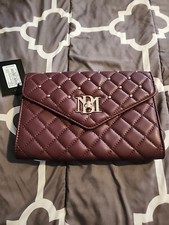 Badgley Mischka Plum Crossbody W/Diamond Quilting Round Studs Handbag