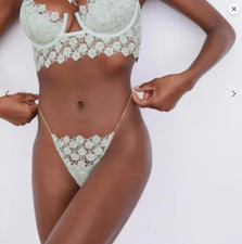 Victoria Secret FOR LOVE AND LEMONS Twinkle Rose Green Thong Panty XS, L, XL