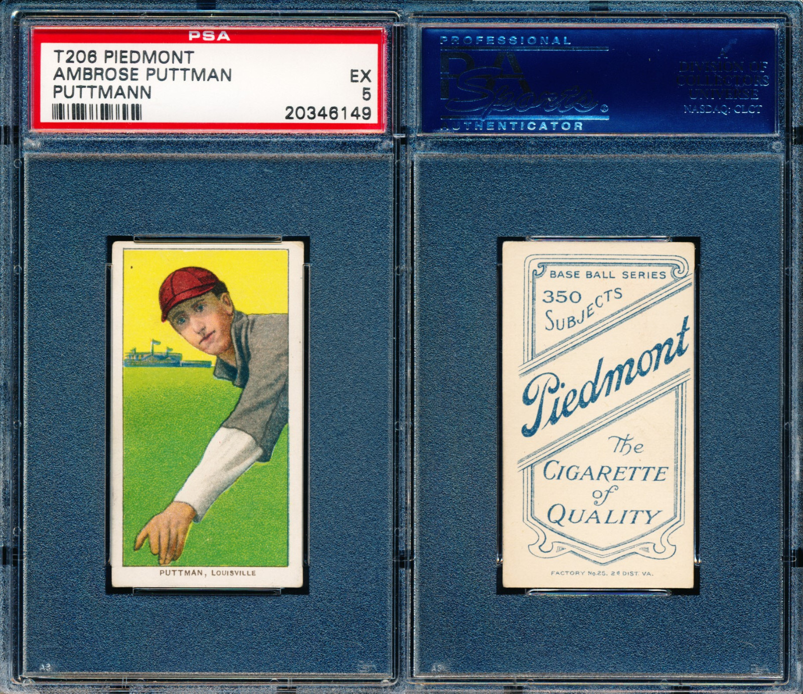 T206 Ambrose Puttman Puttmann - PSA 5 EX - Piedmont 350/25 - Louisville Colonels