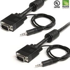 VGA PC Monitor Cable / Replacement SVGA Lead / Male to Male 15 Pin / 6-30FT Lot