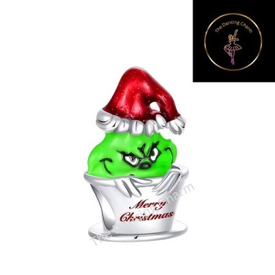   Grinch Nikolausmütze Frohe Weihnachten Bead Charm S925 echt Sterling Silber   