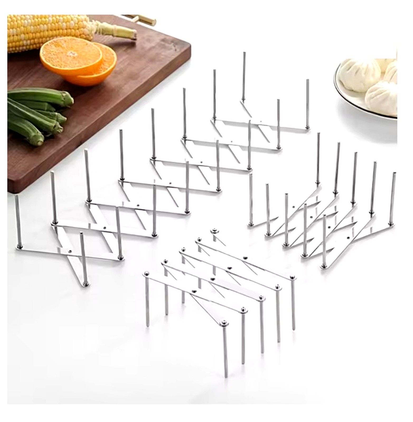 Dites adieu au désordre avec ce lot de 2 rangements extensibles pour couvercles en inox