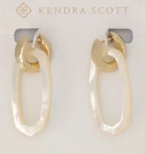 Kendra Scott 2 in 1 Convertible Gold Plate & Ivory Mother of Pearl Link Earrings