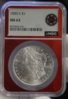 1880 S US Morgan Silver Dollar $1 NGC MS63 Red Slab