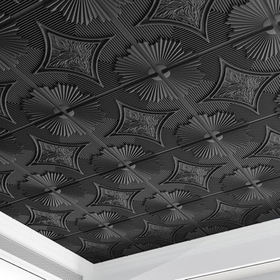 Art3d 12er Pack, 61x61cm Drop Deckenfliesen 24x24 (SCHWARZ) 3D Vertäfelung