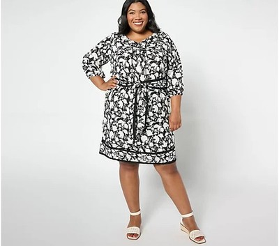 Studio Park x Amy Stran Cotton Dress w/Belt-Denim Black-Petite LargeA648606 NEW