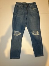 American Eagle Mom Jeans Size 6 Regular Distressed High Rise Vintage Fit Denim