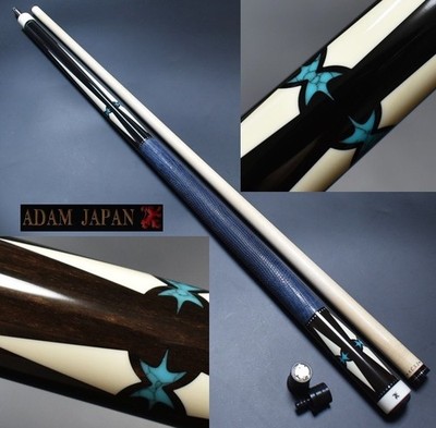 Adam White Resin & Turquoise 4-Point Lizard Leather ACSS Radial Billiard Cue