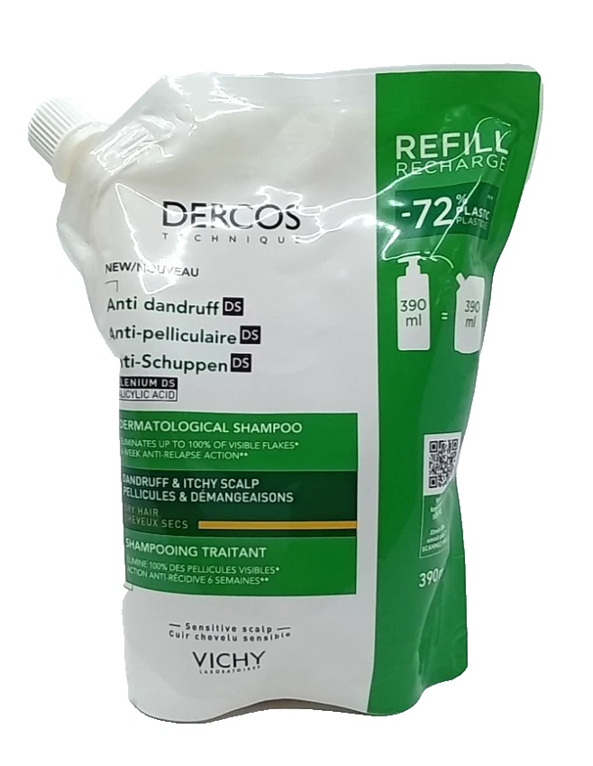 VICHY DERCOS Nachfüllpack ANTI-SCHUPPEN DS Shampoo, trockenes Haar 390 ml