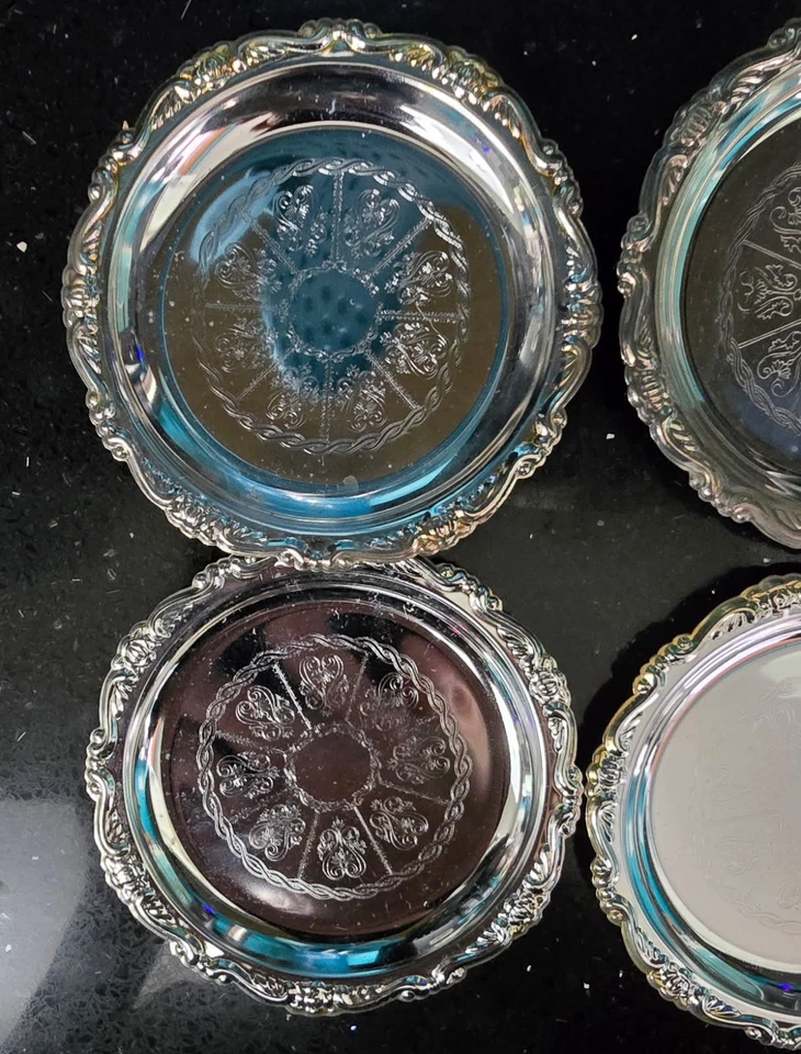 Coasters/Trinket Dishes Made in ITALY, Silver Plated EP on Steel 4” Set of 6 - Image 4 of 4