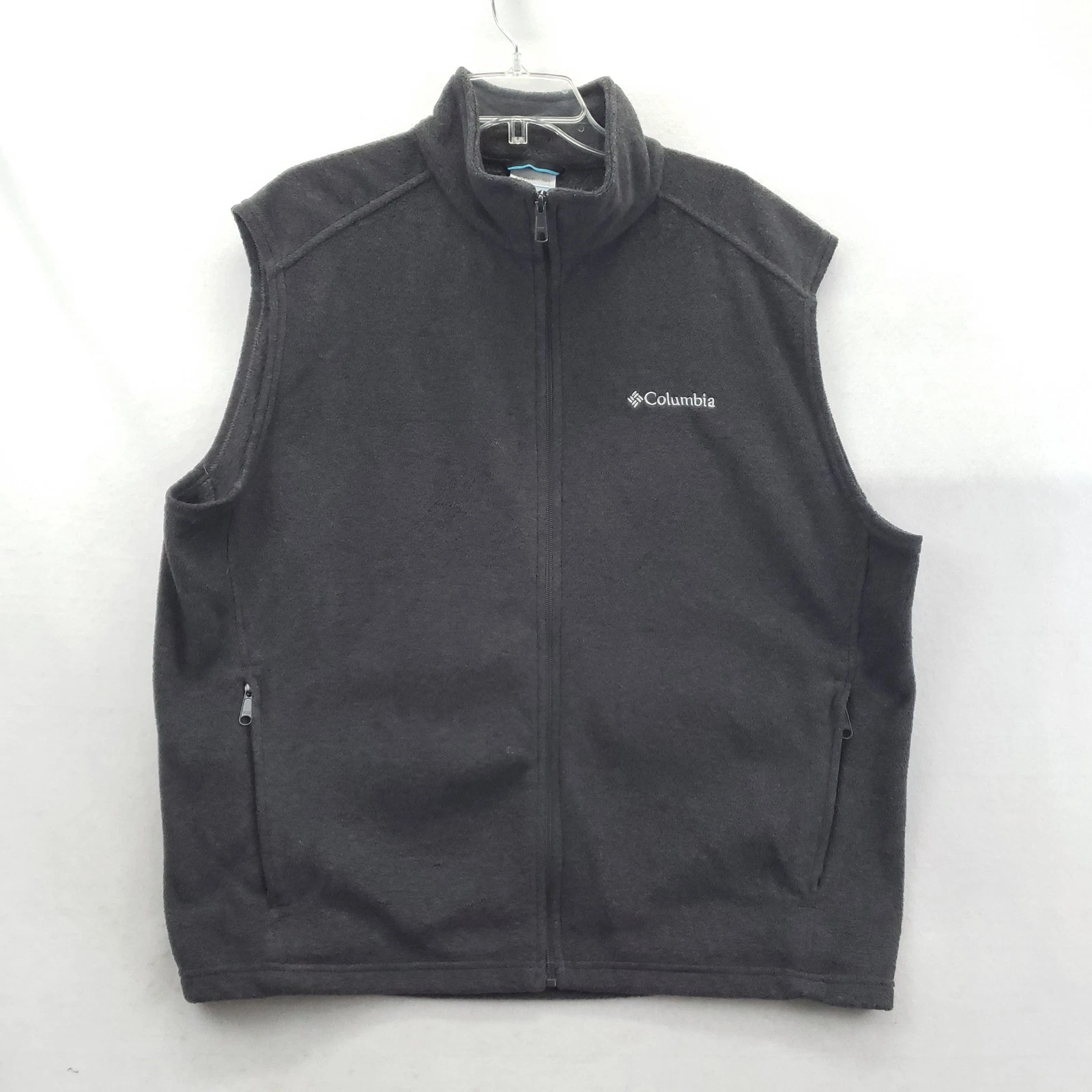 Columbia Fleece Vest Mens XL Gray Full Zip Sleeveless Hiking Outdoor AM1535