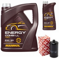 MotoröL Set Mannol 5W-30 API SN 6 Liter + ÖLfilter FüR VW Transporter IV 2.4 2.5