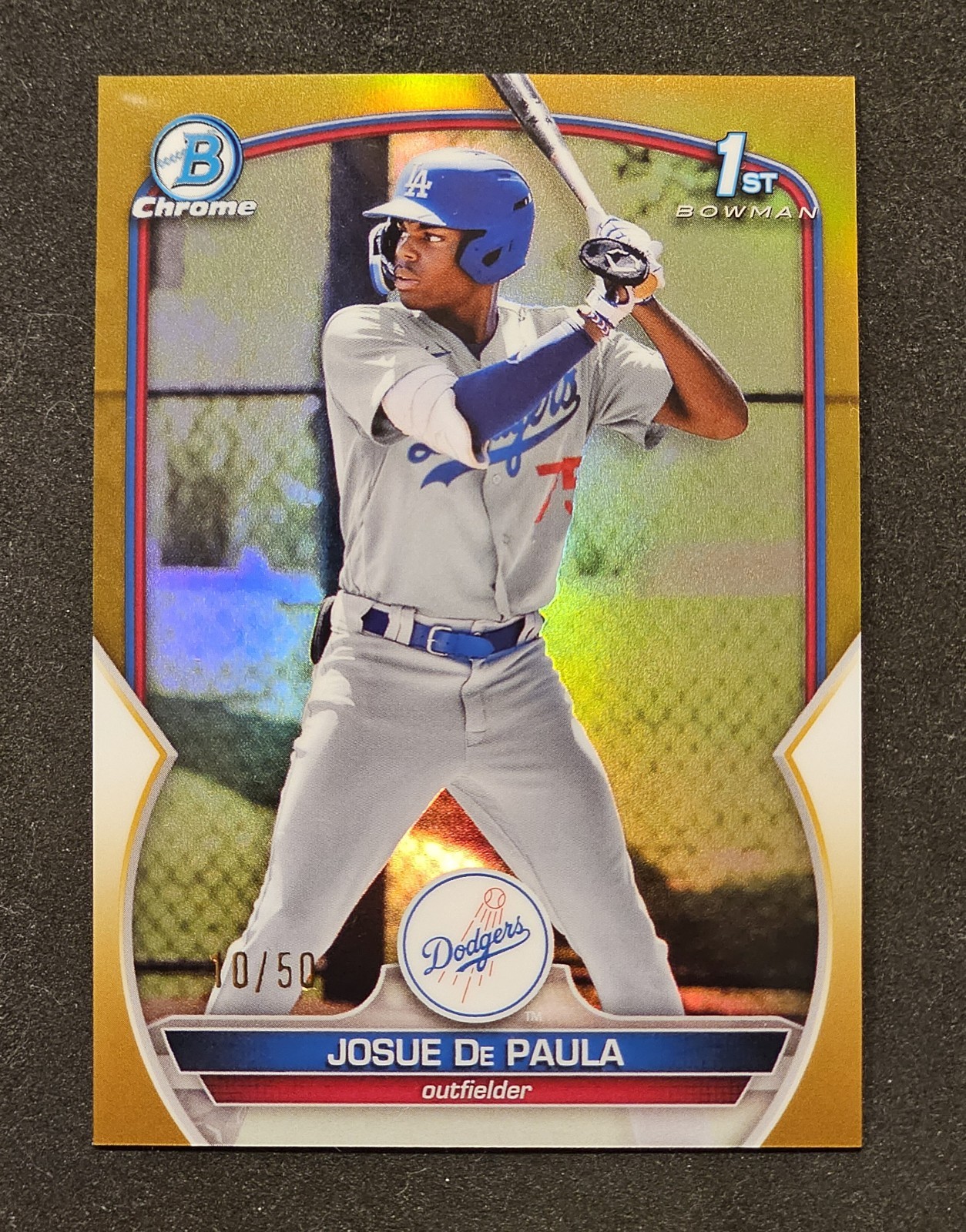 2023 Topps Bowman Chrome Josue De Paula Gold Refractor /50 #BCP111  