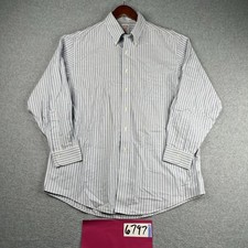 Brooks Brothers Madison Shirt 16.5 Blue Striped Non Iron Button Up Long Sleeve