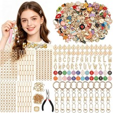 550 Pcs Bulk Keychain Making Kit, Professional DIY Bag Charm Lip Gloss Char...